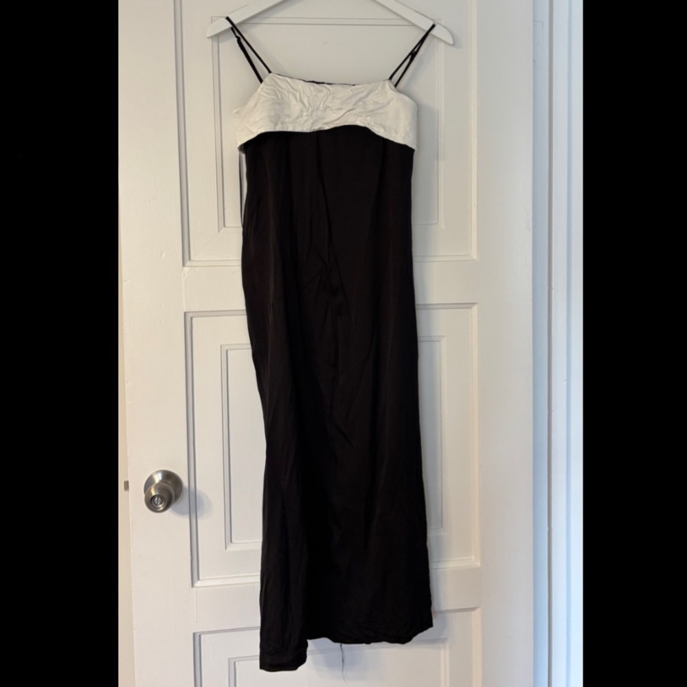 Zara Black Slip Dress with White Bust